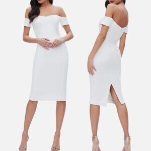 Dress the Population Bailey Off-the-Shoulder Body-Con Dress White XXL NWOT